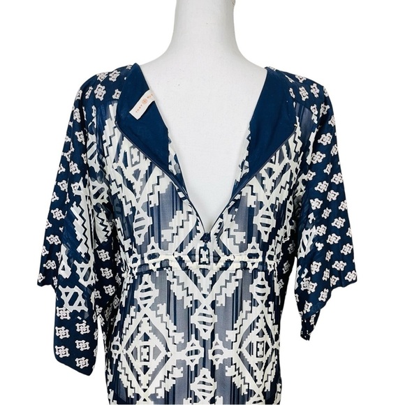NEW Tory Burch Beatrice Dress Tapestry Geo  Cover Up Caftan Dress Fringe Size 4 - Picture 15 of 16
